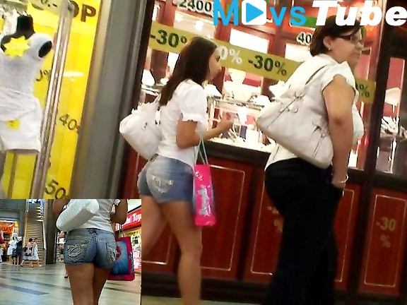 Jeans shorts video in the mall Upskirtcollection 2012  Booty Shorts